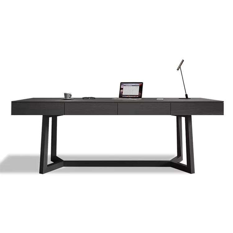 

Современный черный студийный стол из цельного дерева на заказ, письменная учебная мебель, большой стол в скандинавском стиле, компьютерный стол