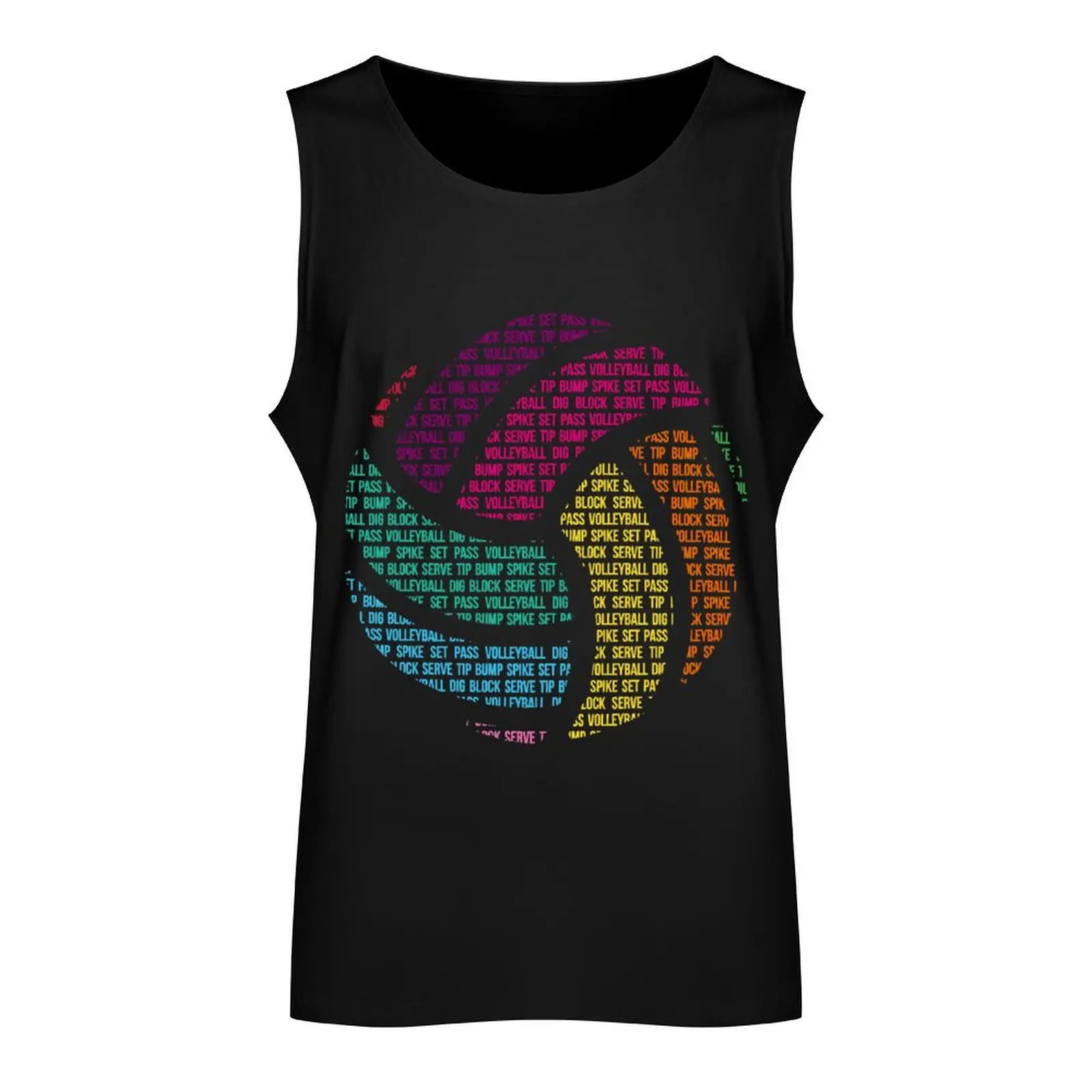 Colorful Volleyball Words Volleyball Player Essential Tank Top plain t-shirt anime t-shirts sleeveless shirt man