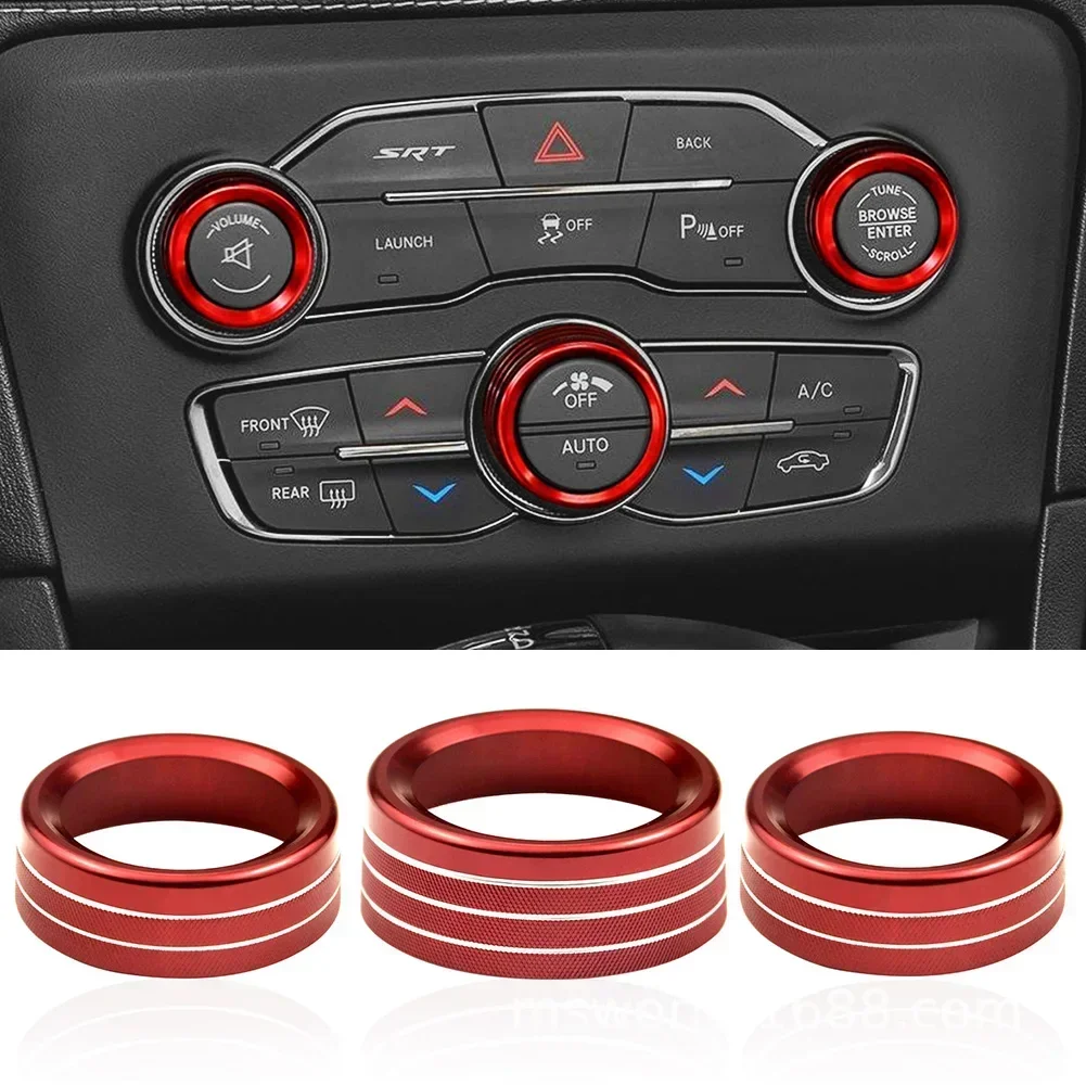 Air Conditioning Volume Radio Button Knob Cover For 2015-2020 Dodge Challenger Charger RT SXT Scat Pack Hellcat Demon Daytona