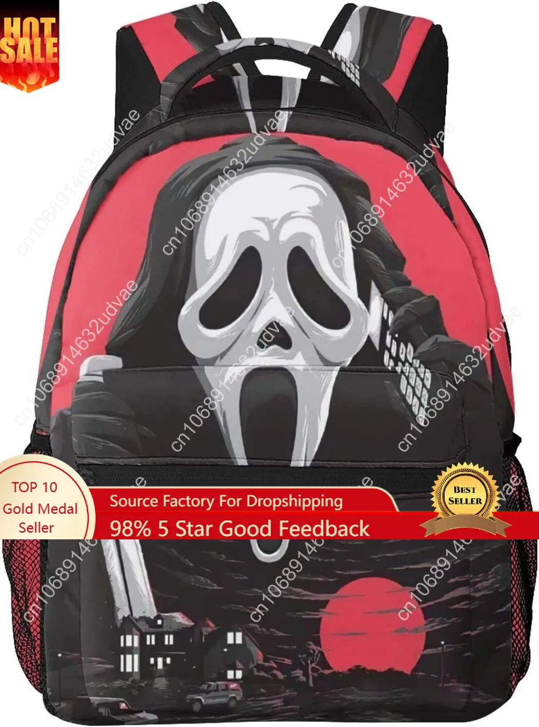 

Horror Movie Backpack Adults School Bag Casual College Bag Travel Zipper Bookbag Hiking Daypack for Women Men