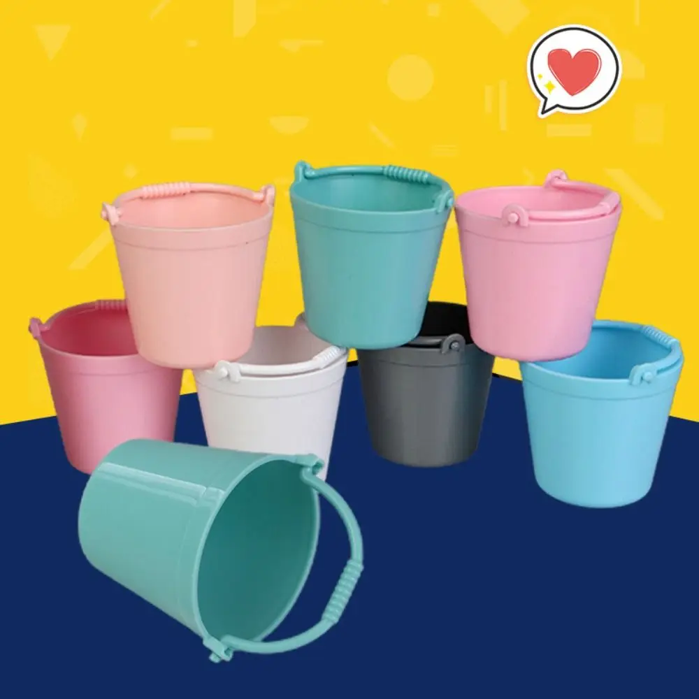 Miniature Simulation Water Bucket Mini Decor Accessories Kitchen Pretnd Play Bucket ABS Multi Color Dollhouse Mini Water Bucket