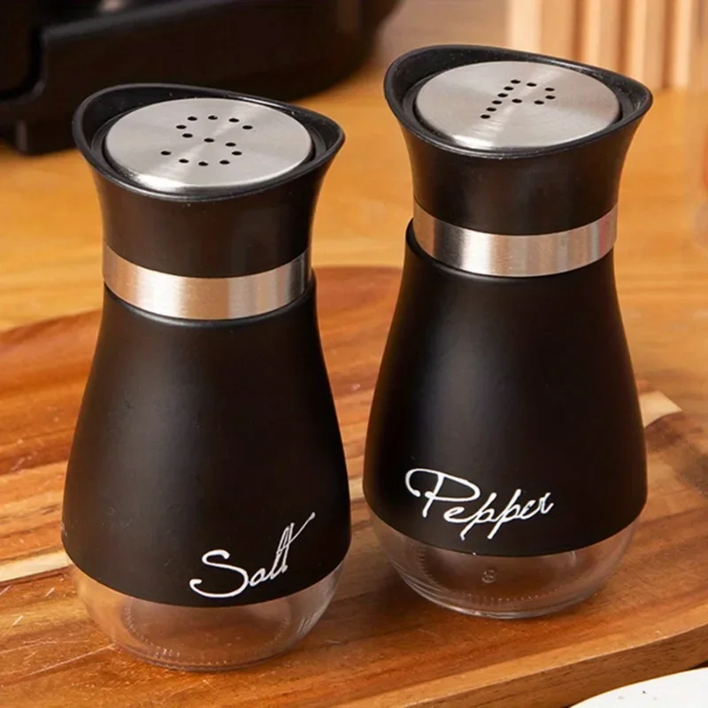 Refillable Salt and Pepper Shakers Set, Spice Bottles Container for Home,Restaurant, Picnic, Kitchen Accessories, 3.4oz, 2 Pcs