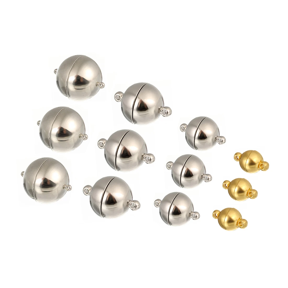 5 Sätze/los 6/8/10/12/14mm Runde Magnetische Verschlüsse Kupfer Ball Form Ende Schnalle Anschlüsse für DIY Schmuck Machen Armbänder Halskette – Detail 5