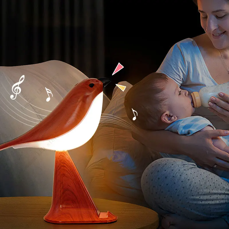 Luz LED de mesa de gorrión, lámpara de pájaro inalámbrica recargable por USB, iluminaciones decorativas de animales para pasillo, sala de estar, vestíbulo y dormitorio