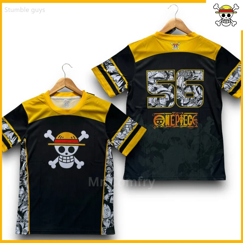 Sommer Herren Einteiler T-Shirt Monkey D Luffy Cartoon Design Anime Kurzarm Weiches Sporttrikot Oberteile Kinder Jungen Kleidung