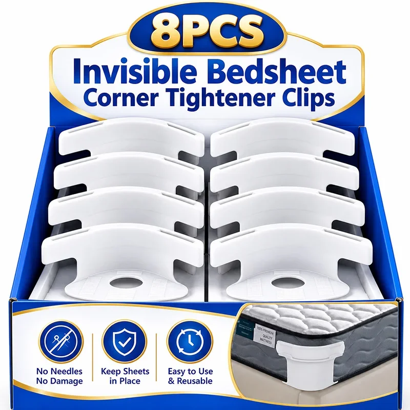 Universal Bedsheet Corner Tightener Clips Invisible Bedspread Secure Holder with Heavy-Duty Mattress Straps Sheets Slot Locks