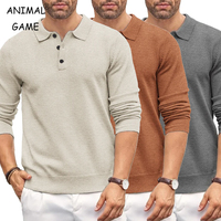 Autumn Mens Button Pullover Sweater Slim Mock Neck Knit Polo Sweaters Casual Dress Jumper Winter Heavyweight Thermal Outerwear