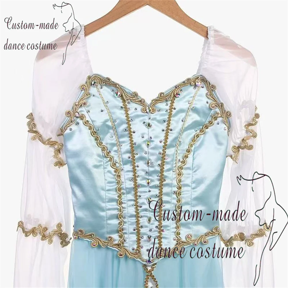 성인과 어린이를 위해 맞춤 제작된 새로운 블루 그라데이션 "Malinsky" 백조의 호수 원씬 3인 발레 대회 스커트