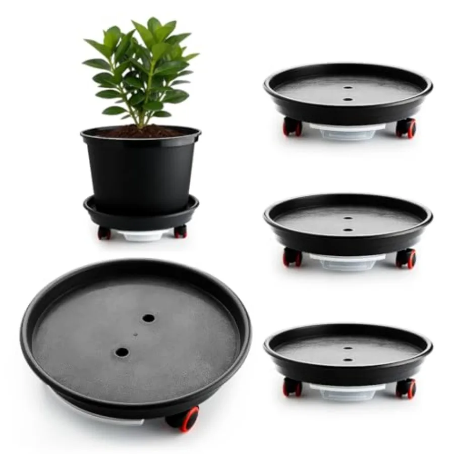 

Комплект из 4-х подставок для растений RooTrimmer, 13,5 дюймов, на колесиках, с поддоном для слива воды, без тормозов, для дома