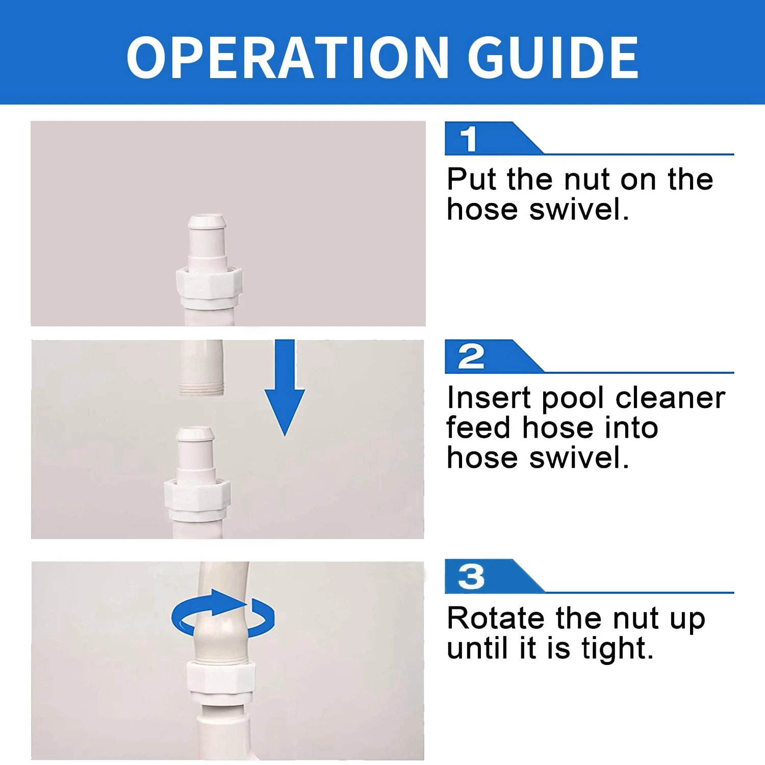 

A42I-Pool Cleaner Hose Swivel D20 And Hose Nut D15 Kit Replace For Zodiac Polaris 280 180 380 3900 Pool Cleaner (6 Pack)