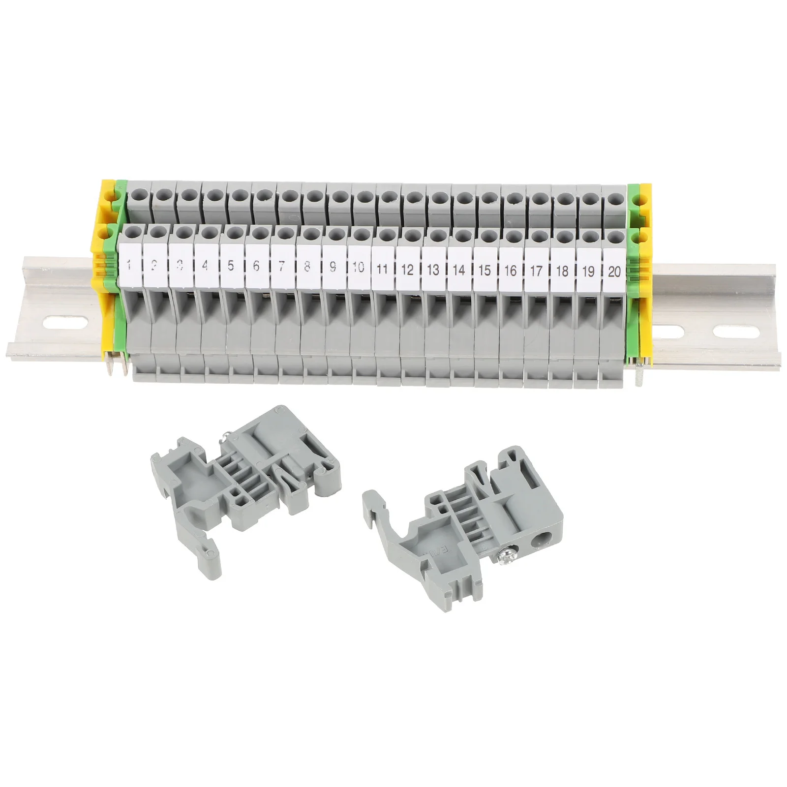 

1Set Din Rail Terminal Block Ground Block End Bracket Universal Screw Terminal Strip Kit for Automation Garage Remodeling