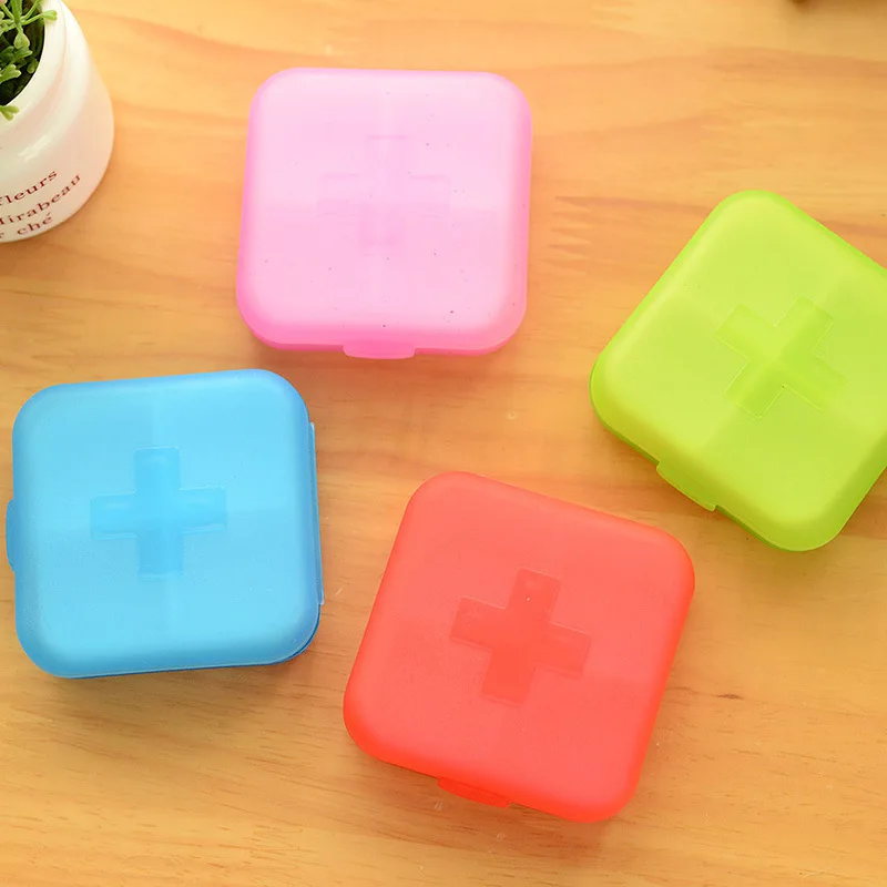 Square Pill Organizer Travel Daily Pill Box Organizer Portable Snap Close Segmented Ring Case Pill Container for Pocket Purse