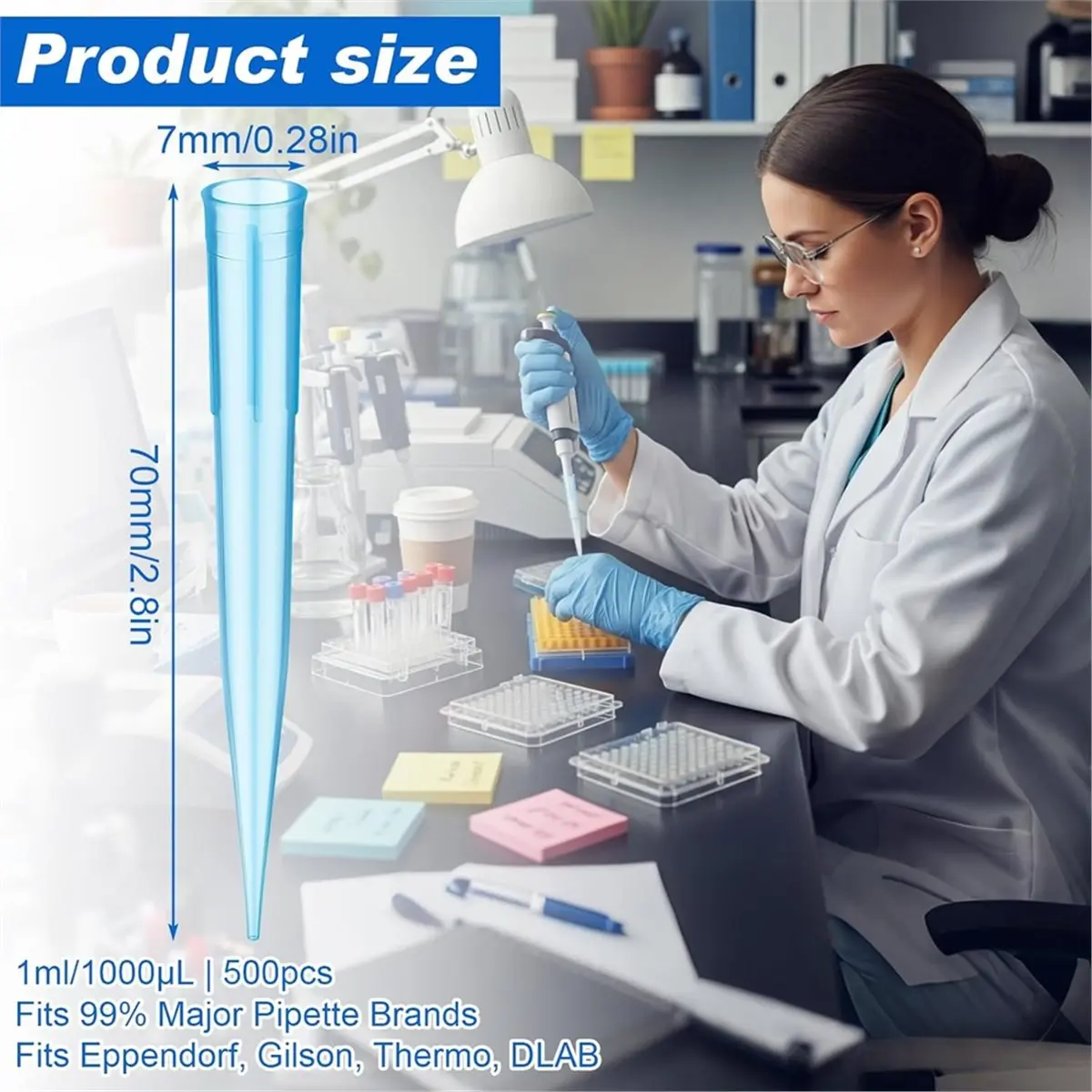 Power Tool Sets 500 Pcs 1 Ml/ 1000 Ul Pipette Tips Bulk Universal Autoclavable Polypropylene (PP) for Laboratory Scientific