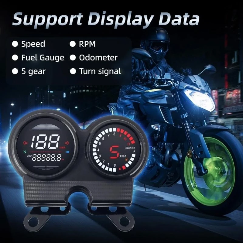 H3CE Multifunction Motorcycle Digital Speedometer Real Time Speed Mileage Level Tracking Speed Meter Instrument