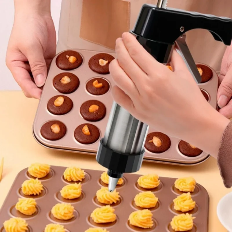 Cookie Press Gun Stainless Steel Cake Cream Nozzles Mold Cream Extruder Pastry Accessories Festival DIY Gadgets Baking Tools