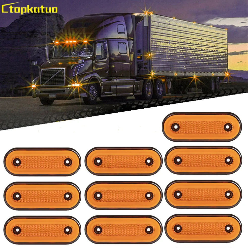 

10PCS Truck Trailer lights 12V-24V Side Marker Light 20 LED Oval Clearance Car Side Light RV Pickup Boats Reflector Warning Lamp