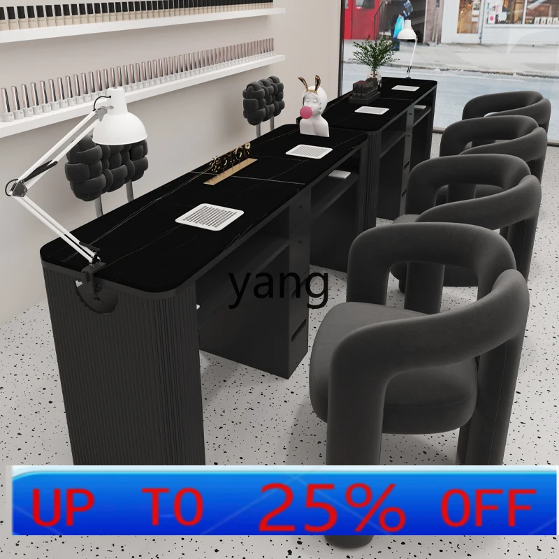 

LH Cream Air Nail Table and Chair Set with Vacuum Cleaner Socket Nail Table Marble Nail Table