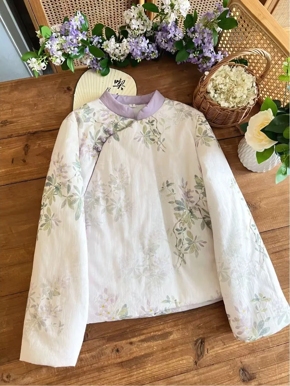 

Фиолетовый элитный новый китайский хлопковый льняной тюре со свободным воротником-стойкой, костюм Тан, хлопковое пальто с хлопковым сэндвичем