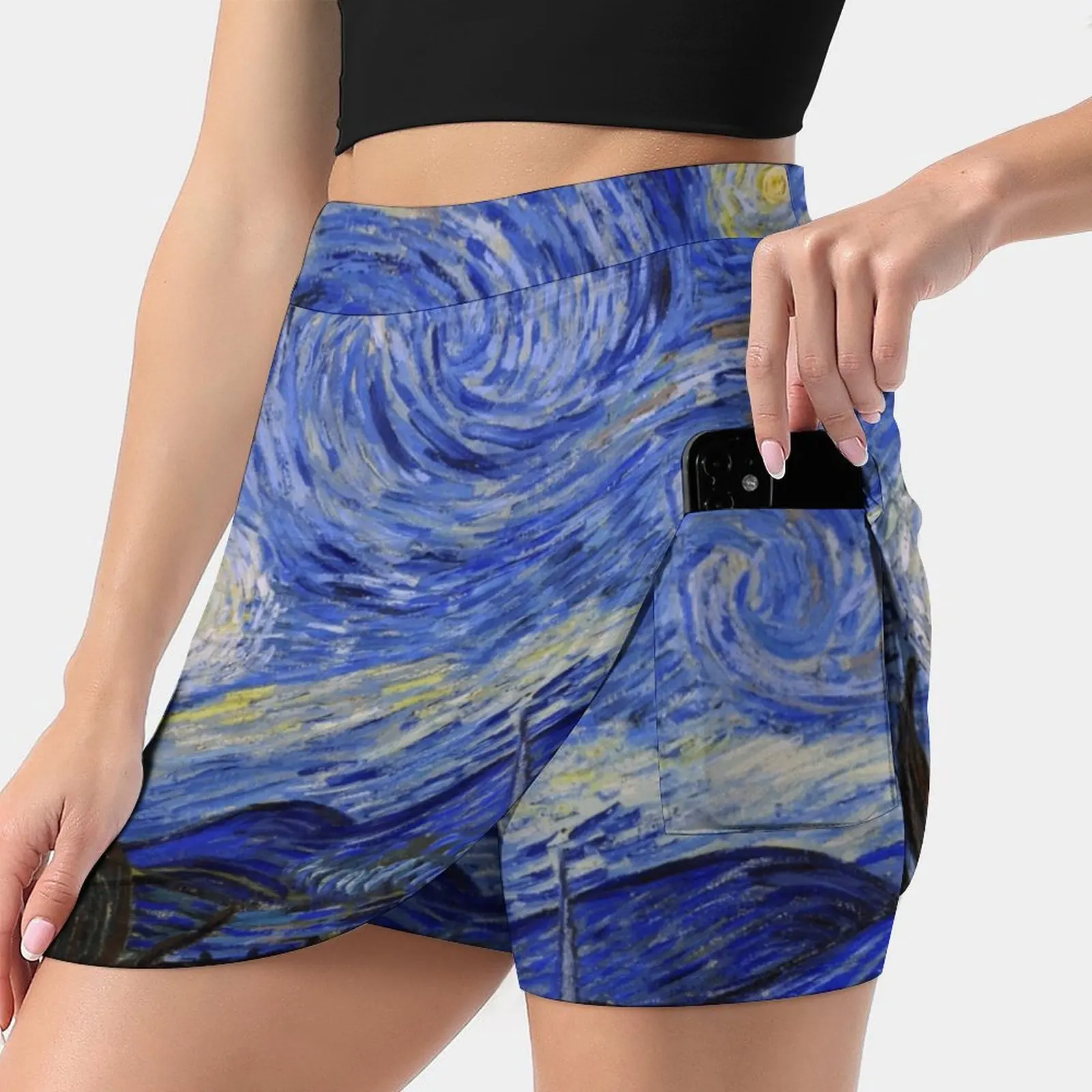 

The Starry Night By Vincent Van Gogh Women's skirt Mini Skirts A Line Skirt With Hide Pocket Starry Night Vincent Van Gogh