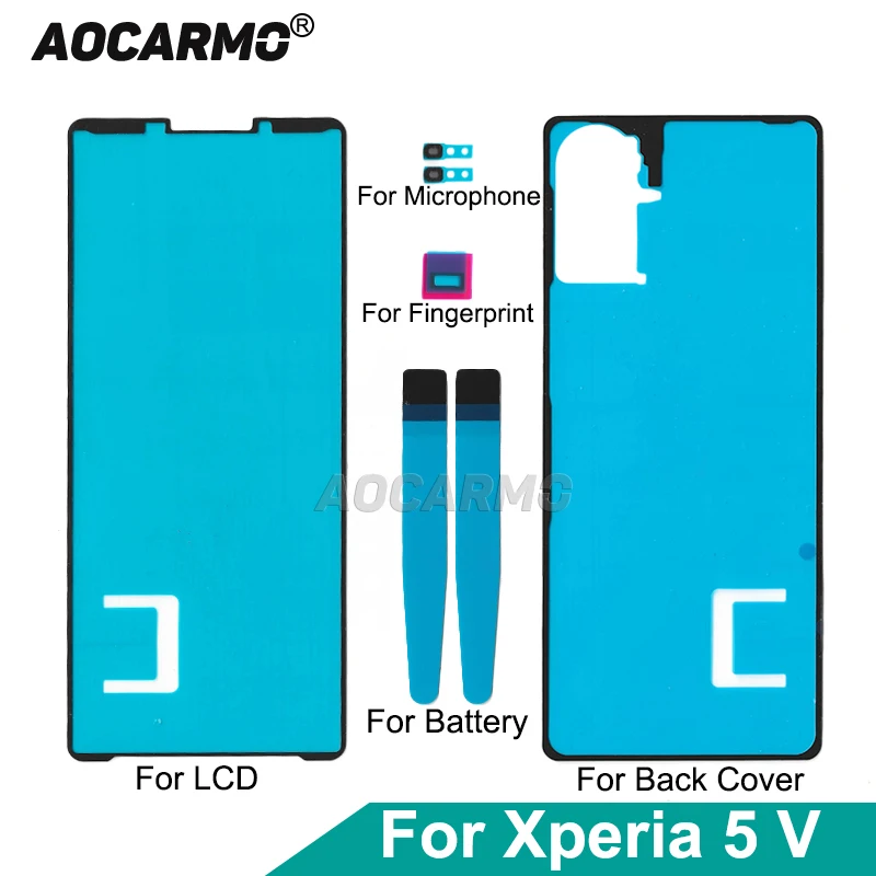 Aocarmo Para SONY Xperia 5 V XQ-DE54 XQ-DE72 X5V Adesivo da Tela Frontal e Conjunto Completo de Adesivos para Tampa Traseira e Bateria