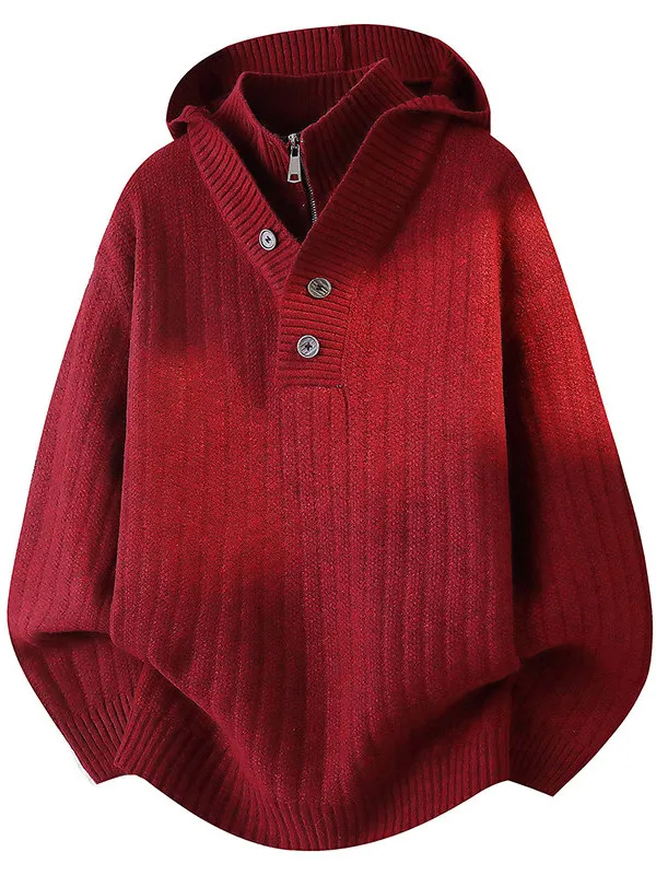 

High-End Red Hooded Knitwear Men's Winter Lazy Sweater Luy Year Advanced Knitted irt Casual Streetwear Polyester Fiber