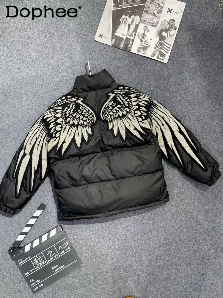 

2025 New Winter Fashion Stylish Trendy Jacket Casual Versatile Loose Heavy-duty Rhinestone Warm Cotton Jacket for Men