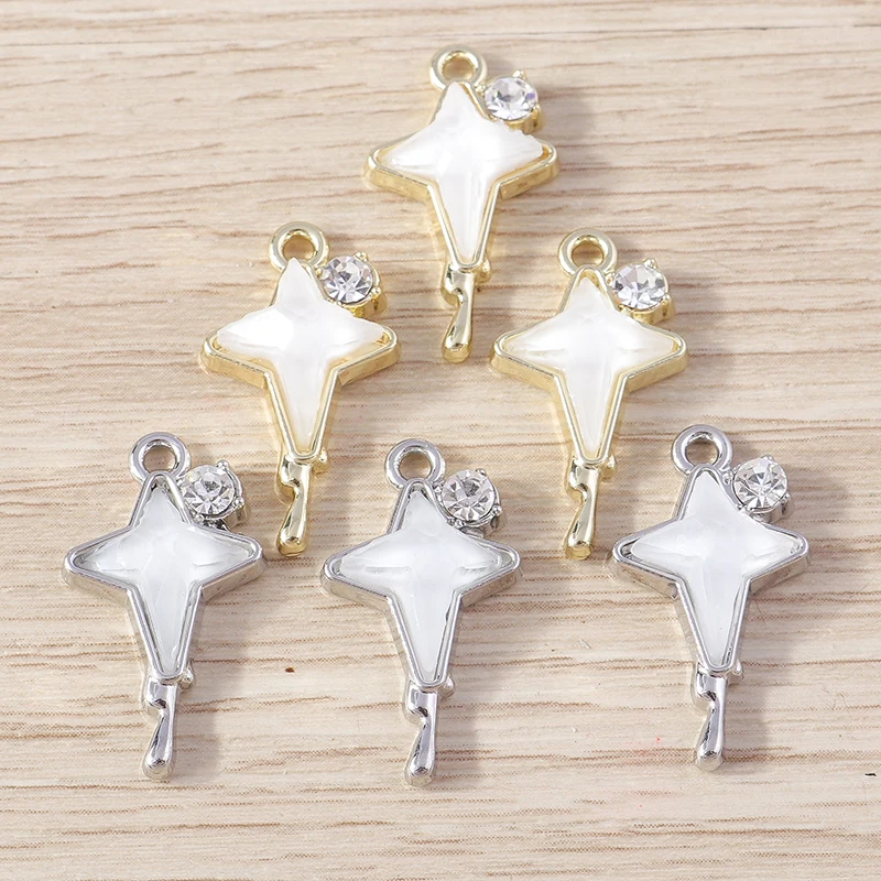 Tusember 4 Stück 12 x 22 mm brillante Kristall-Polaris-Stern-Anhänger für die Schmuckherstellung, DIY, handgefertigte Halskette, Ohrringe, Basteln – Detail 11