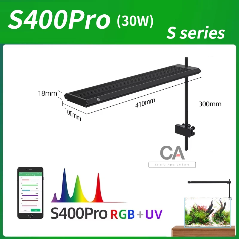 WEEK AQUA S Series RGB+UV Full Spectrum Natural Aquarium Lights APP Control Timing Dimming for Live Plant Fish Tank Light