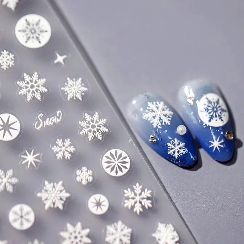 Ice Flower Snow Winter strass Snowflake Star 5D Soft rilievo rilievo Nail Art Decoration Sticker Christmas 3D Manicure Decal