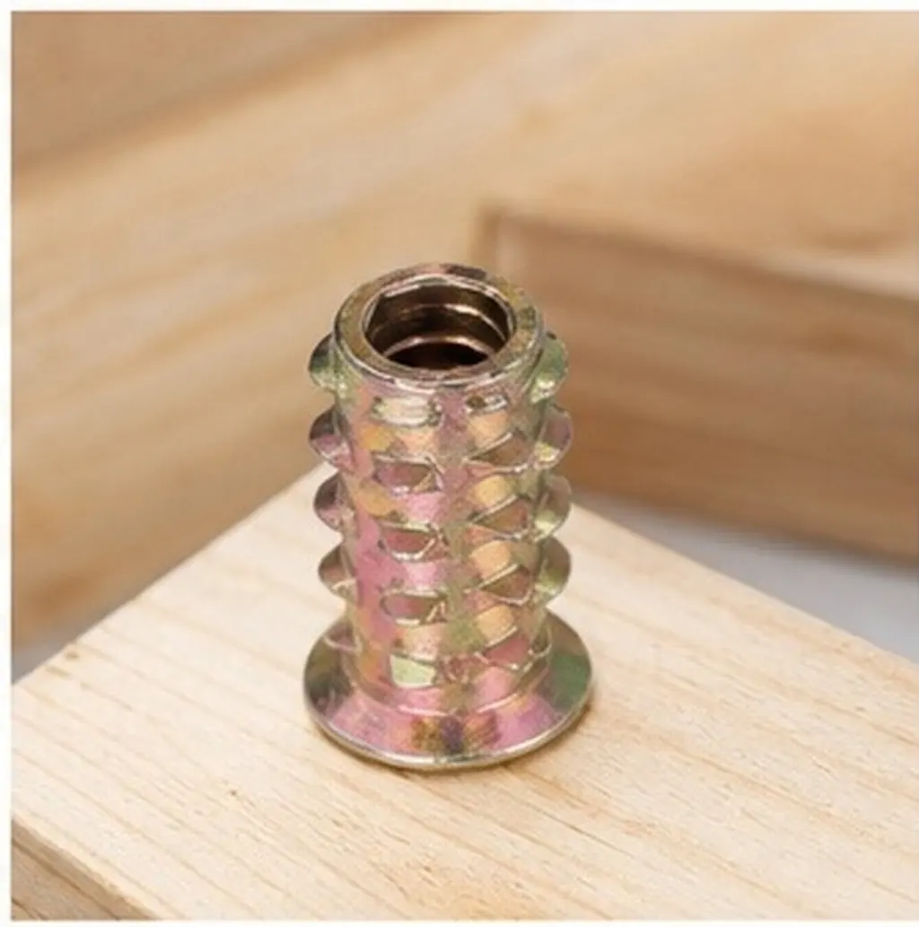 100pcs Carbon Steel Threaded Wood Inserts with Hex Socket for Furniture Assembly in Softwood, Hardwood & Fiberboard