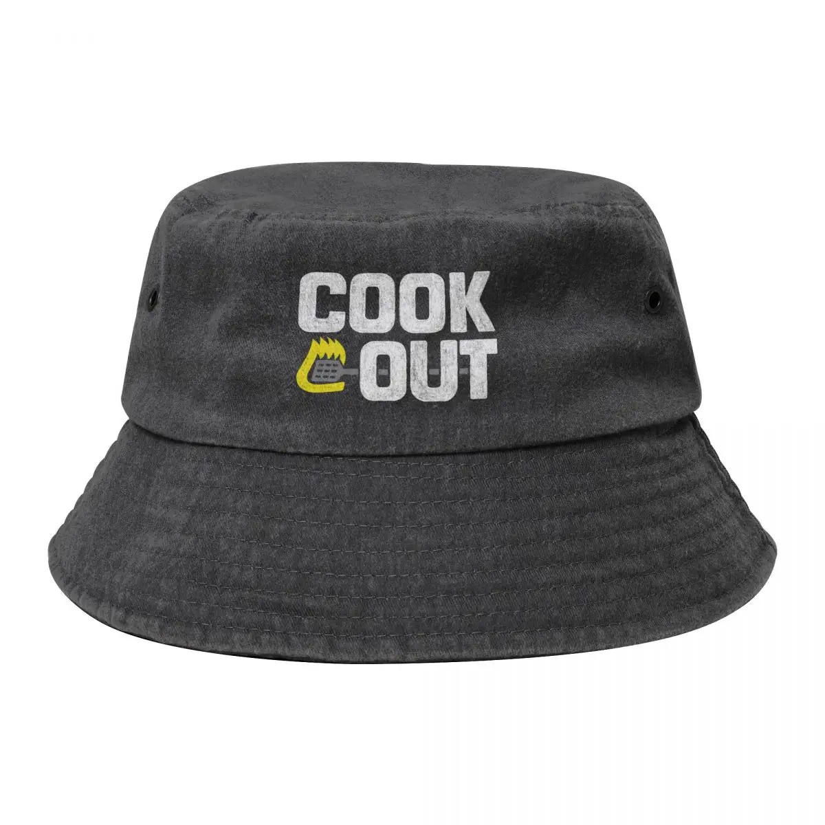 

Cookout - Vintage Chalk Texture - White & Gray Bucket Hat Christmas Hat Ball Cap Kids Hat Luxury Cap Men's Women's