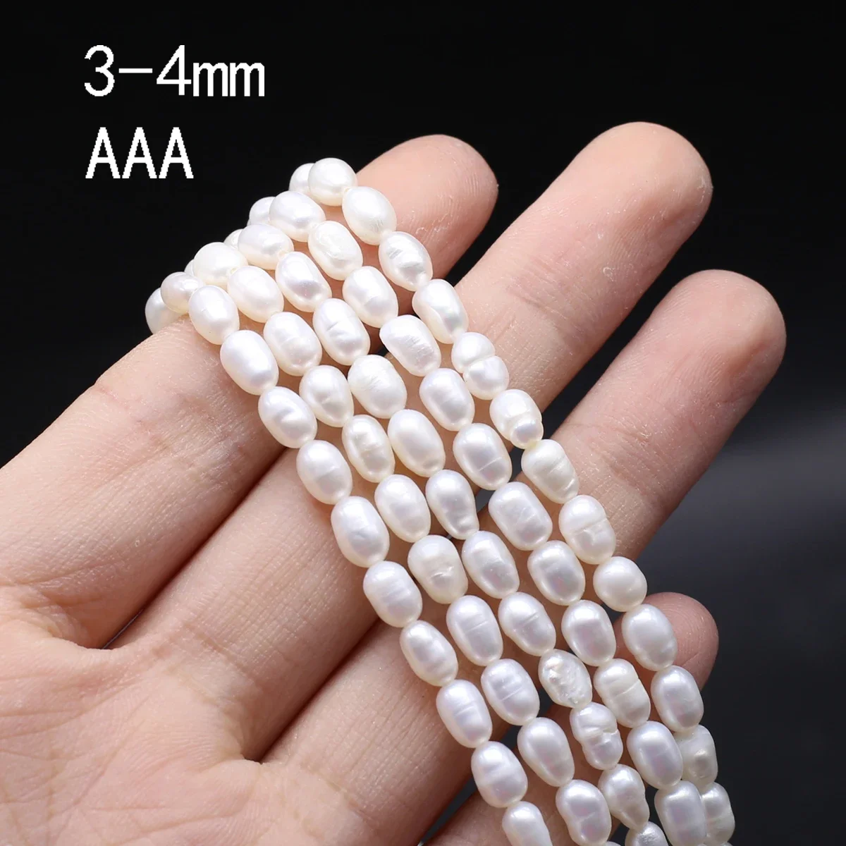 

Natural Freshwater Pearl Beaded AAA 3-4mm Rice Shape Punch Loose Beads for Make Jewelry DIY Bracelet Necklace Accessories