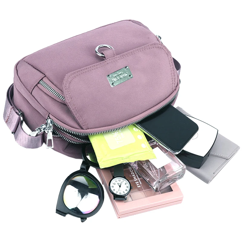 Vielseitige Nylon-Umhängetasche für den Alltag, trendige Umhängetasche mit verstellbarem Riemen und mehreren Taschen für Freizeitaktivitäten für Damen – Detail 4