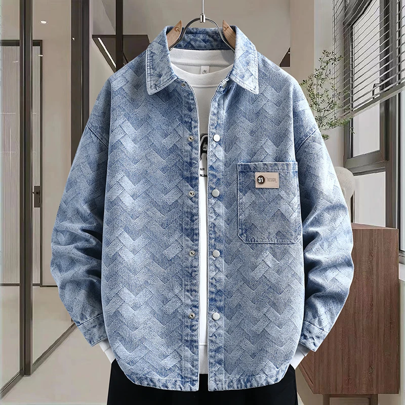 

Мужская джинсовая куртка-рубашка, весна 2026, новая коллекция, высокое качество, модный тренд, универсальная, свободная, повседневная, размеры L-4XL