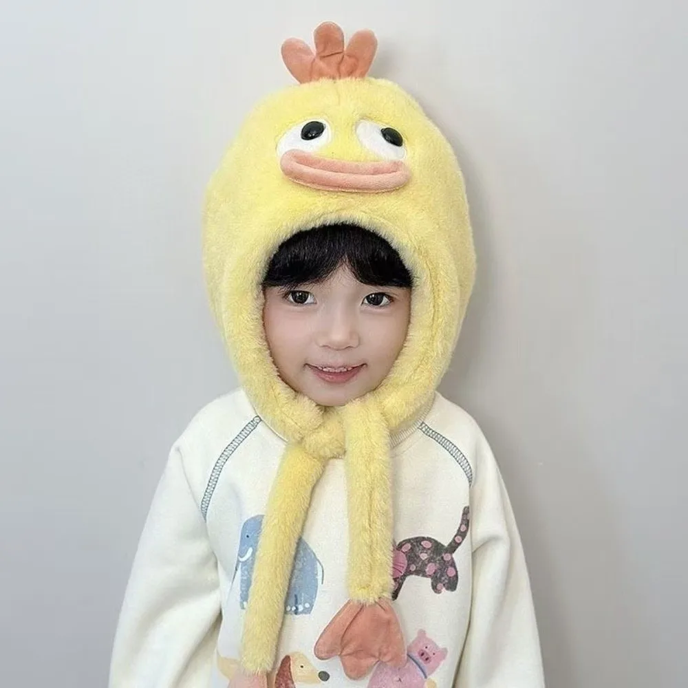 

Cute Plush Integrated Hat Scarf Set Warm Windproof Pullover Cap Coldproof Neck Warmer 3-10Y