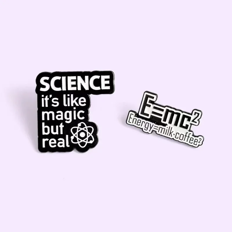 Meme Mass-energy equation Pins Milk Coffee Science Physics Relativity Chemical Magic Enamel Lapel Brooches Pin For Free Shipping