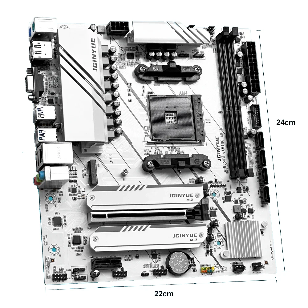 JGINYUE B550M 마더보드 CPU 세트 (AMD 라이젠 쿨러, DDR4 듀얼 채널 RAM 지원, PCI-E 4.0 컴퓨터 게이밍 ARGB 콤보 포함)
