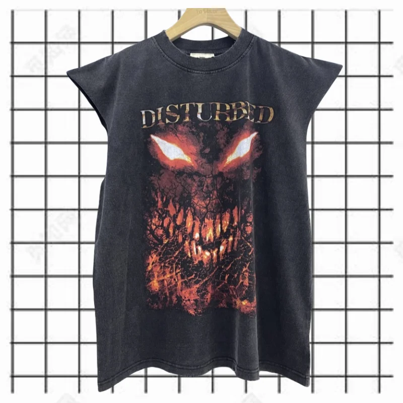 

High Street 25SSDisturbed Vintage Trendy Dark Demon Mens Womens Loose Sleeveless Vest Tops