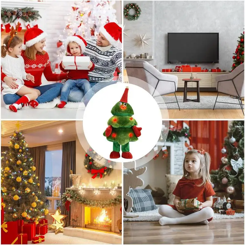 Christmas Tree Electric Plush Toys Electric Christmas Tree Stuffed Toy Cute Electric Stuffed Toy Swinging Plush With Lights For