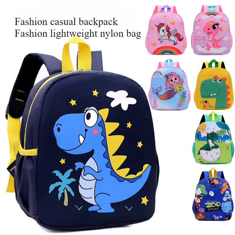 Baby New Kindergarten School Bag Cartoon Cute Dinosaur School Bag Lost Prevention Backpack of Diving Material for Boys and Girls