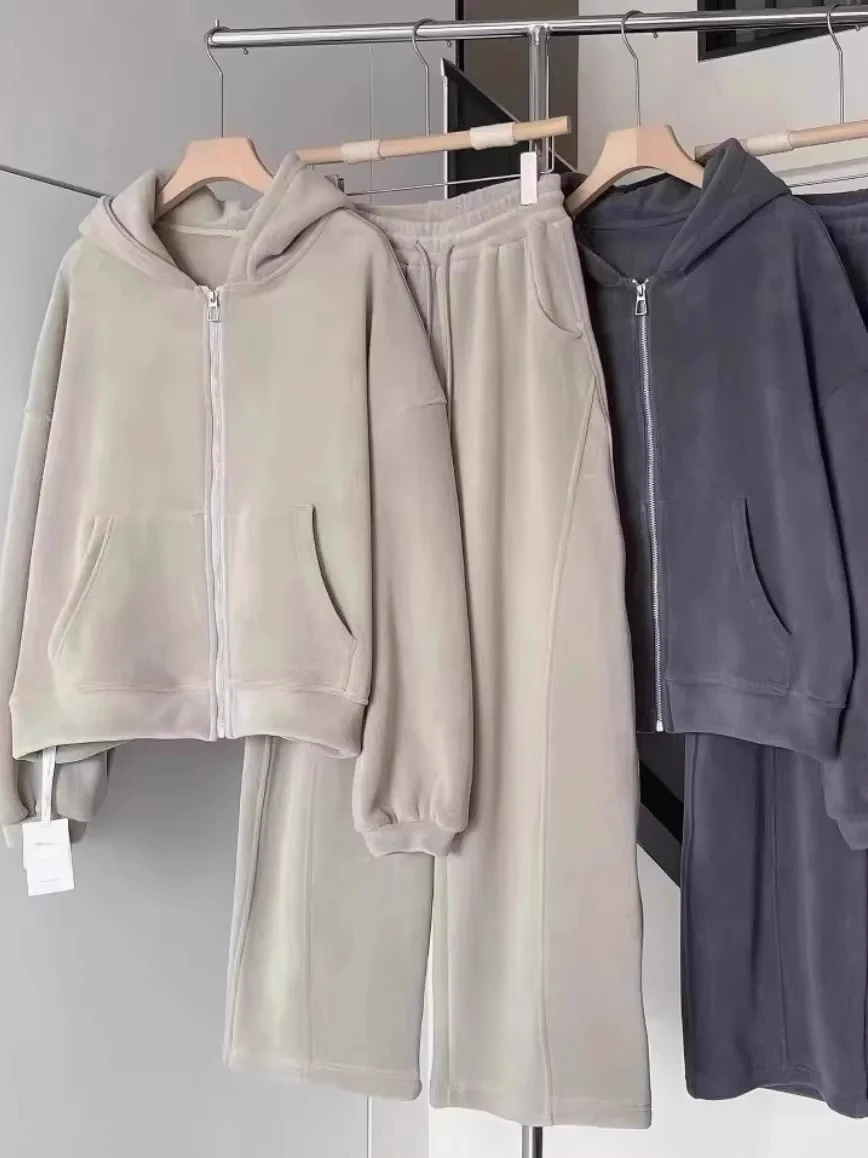 

Комплект оверсайз худи и штанов из флиса: свободный повседневный костюм-двойка для молодежи, с длинными рукавами и короткими брюками, для осени