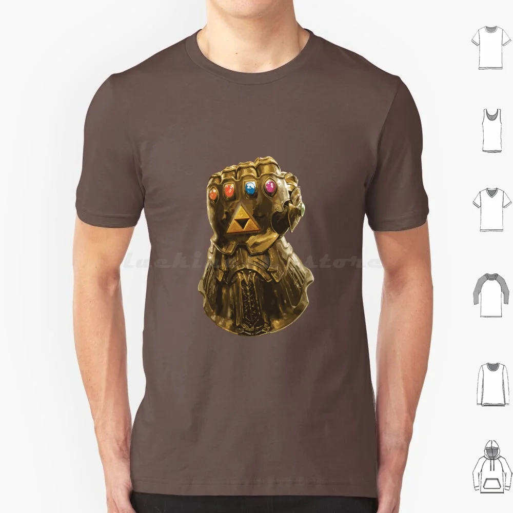 Tri-Gauntlet T Shirt Big Size 100% Cotton Triforce Link Tri Force Gauntlet Stones Gems Gold Left Link To The Past Good Evil