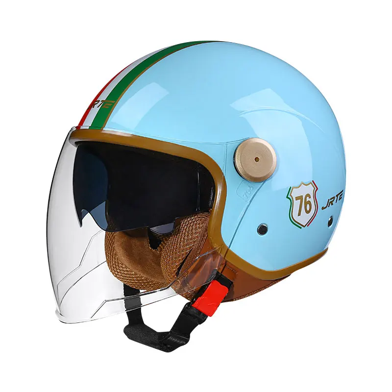 

Retro 3/4 Open Face Motorcycle Helmets Adult Men Women Vintage Jet Moto Helmet Double Visor DOT Approved Open Half Helm