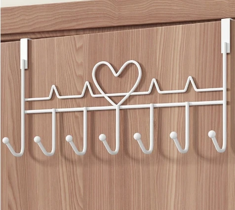 

1PC Heart-Shaped Hanging Clothes Rack Wall Mounted Door Behind Hook Multifunctional Storage Rack Home Kitchen Accessories Holder