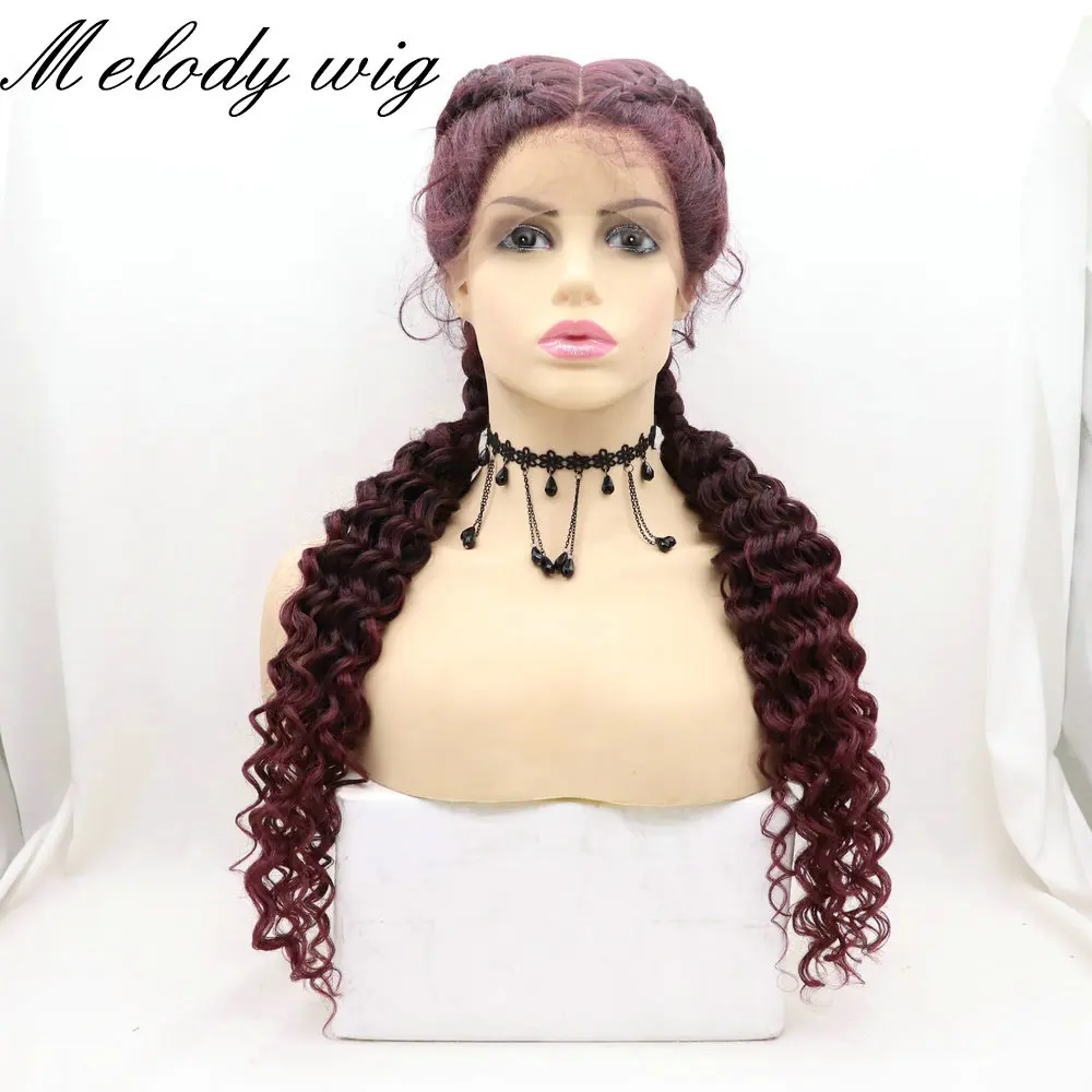 

Melody 2xTwist Double Braided Wigs with Curly Ends Dutch Braids Synthetic Lace Front Wigs for Women Natural Color Braids Wig 26"