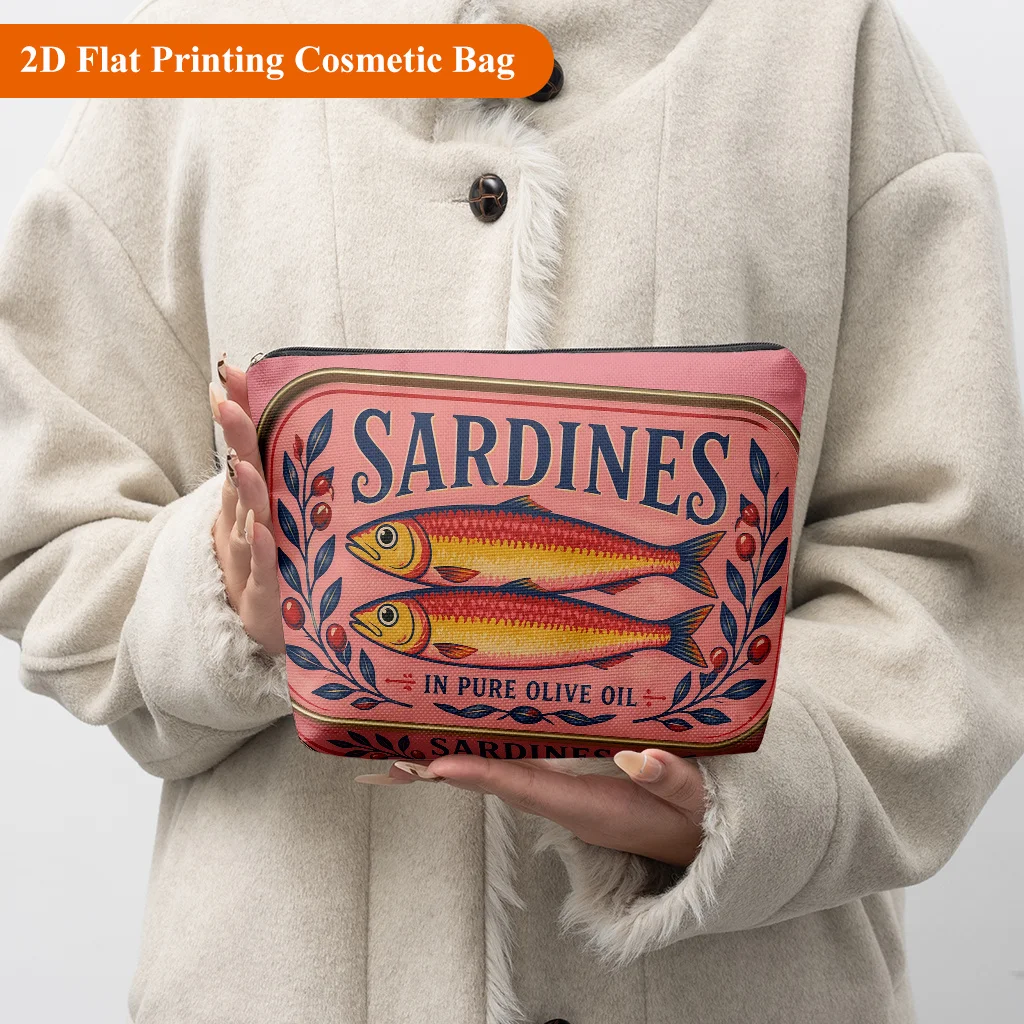 

Stylish Sardine Packaging Makeup Bag Suitable for Travel and Daily Use as a Toiletry Bags Making It a Perfect Gift for Women