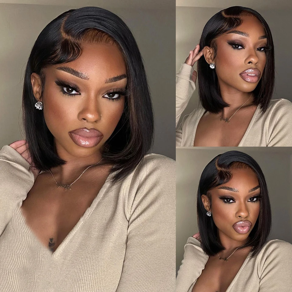 

Straight Short Pixie Cut Bob Wig 4×4 Lace Closure Brazilian Human Hair Wigs With Pre-Plucked Hairline Free Part for Women