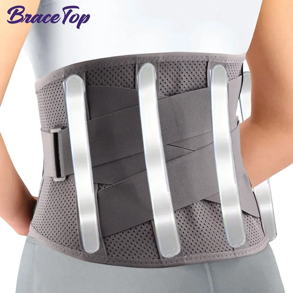 Sports Back Brace for Lower Back Pain Relief for Women and Men, Back Support Belt with 4 Stays for Heavy Lifting, Sedentariness