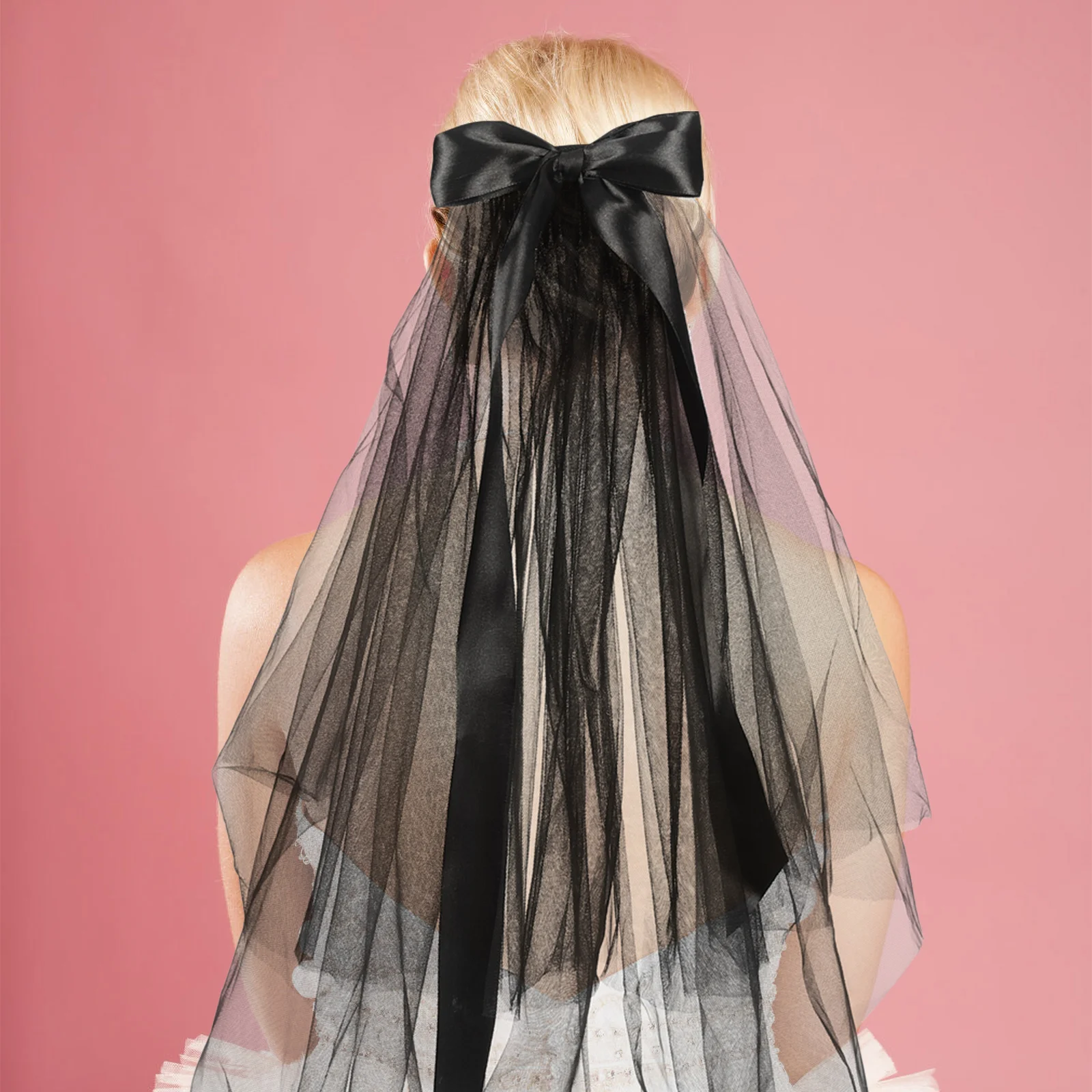 

Halloween Black Veil Bridal Costume Accessory Short Waist Length Gauze Material Exquisite Workmanship Party Cosplay