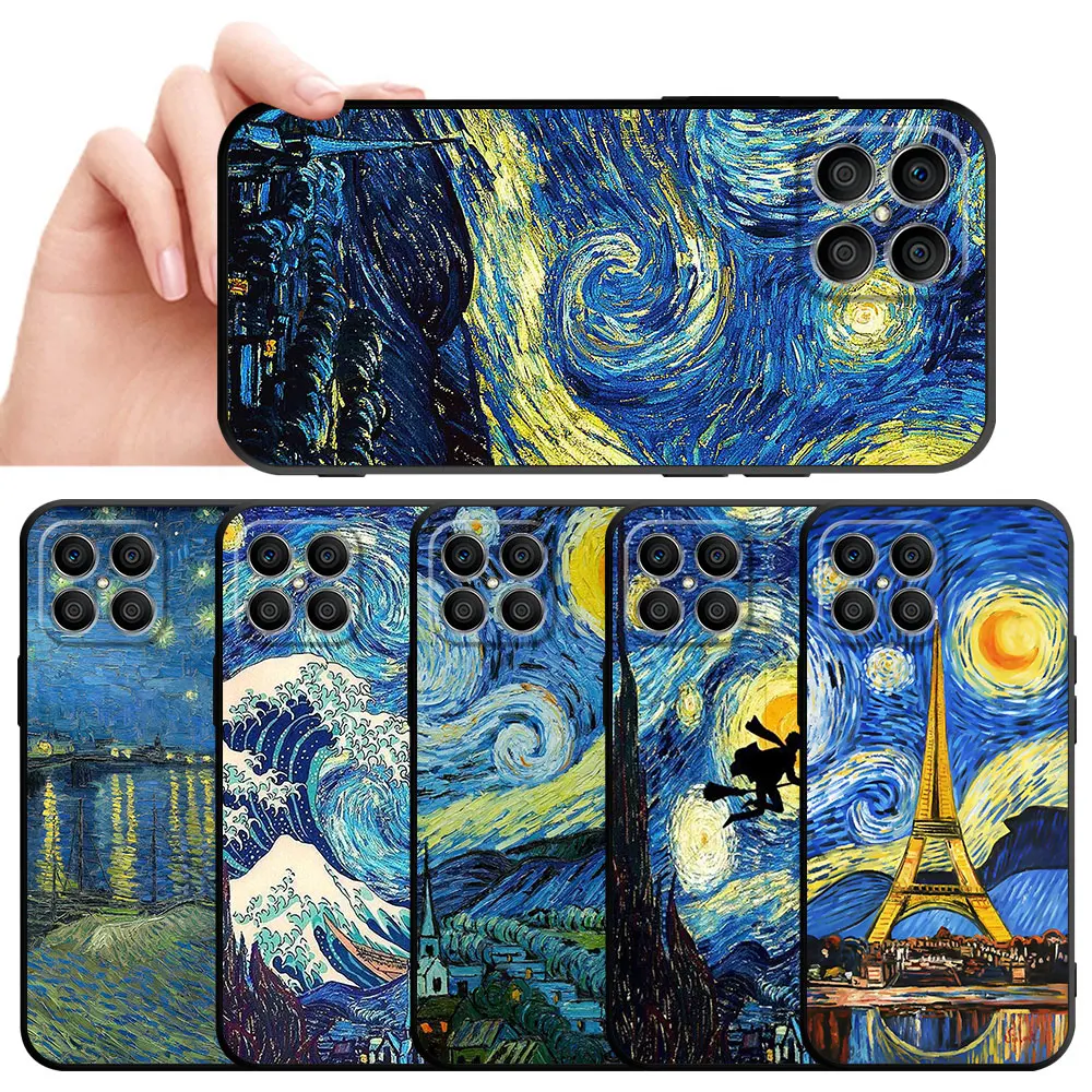 Van Gogh Starry Night Back Phone Case For Honor X8 X8a X9a X7 X6a X6 8X 90 Pro Magic4 Pro Magic5 Lite Cover TPU Soft  Case